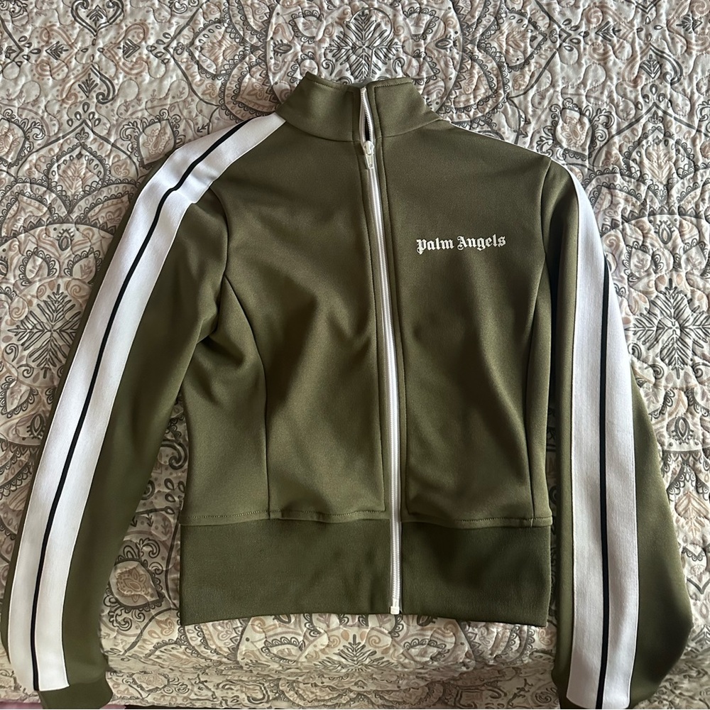 PALM ANGELS WOMEN Fitted Track Jacket Military Green